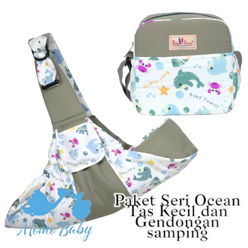 PAKET HEMAT Baby Family Gendongan Samping dan Tas Bayi Kecil Series 8 - BFG8101 & BFT8301 - Baby Sco