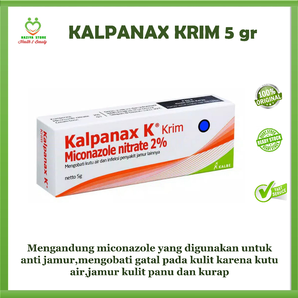 KALPANAK KALPANAX  KRIM 5 GRAM Miconazole nitrate 2% Salep Jamur Kutu Air