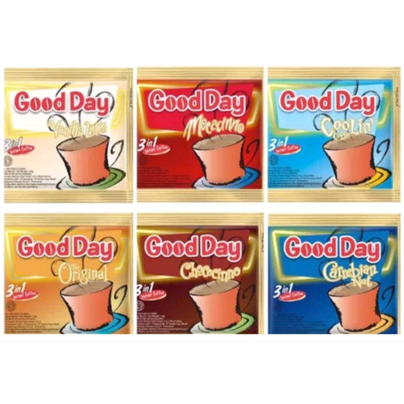 

SEMBAKO - KOPI GOODDAY ALL VARIANT, VANILLALATE, MOCACHINO, COOLIN, ORIGINAL, CHOCOCINNO, CARREBIANNUT