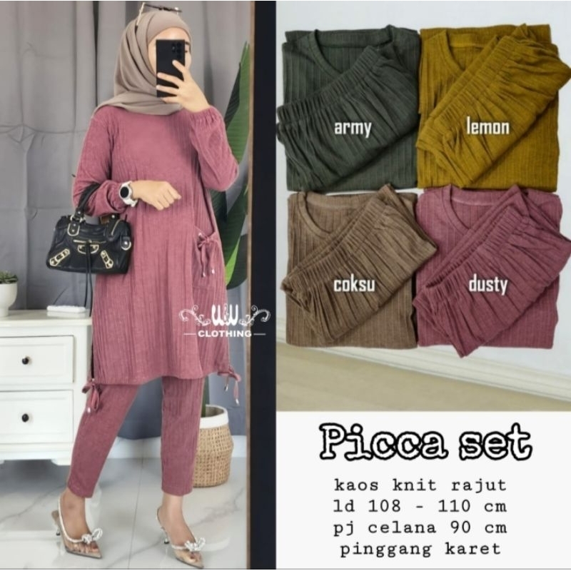 Baju Setelan Wanita One Set Picca Set Rajut Super Jumbo Polos BigSize