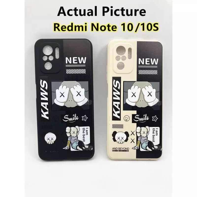 Case Xiaomi Redmi Note 10/10S 4g Casing Cartoon Kaws Fashion Square Edge