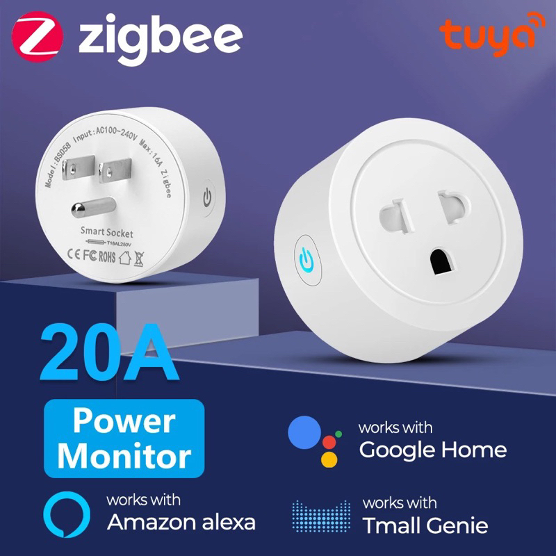 SMATRUL Adaptor US Plug 20A Power Monitor Tuya Zigbee US EU Smart Socket Plug Adapter Wireless Remot