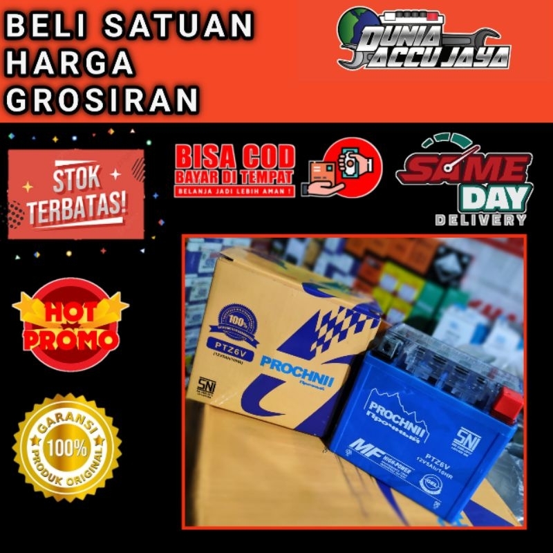 Aki motor kering GROSIR prochnii gell high-power lebih ringan saat stater gtz6v/ptz6v 5ah 12volt mat