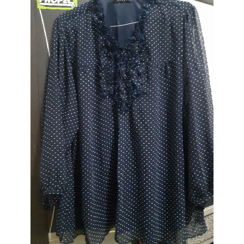 Preloved Blouse Formal Ruffle Polkadot Murah