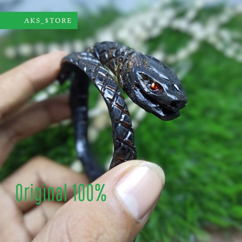 GELANG AKAR BAHAR HITAM UKIR ULAR