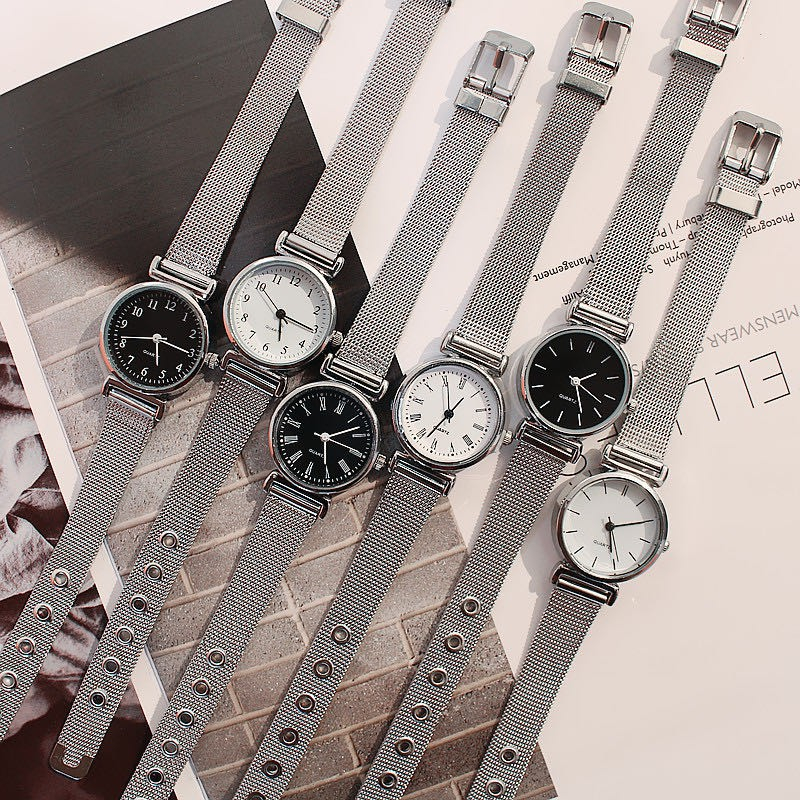 OKESTORE_PKU - COD / Jam Tangan / Stainless Steel / Hitam / Putih / Gaya Korea / Untuk Wanita / Anal