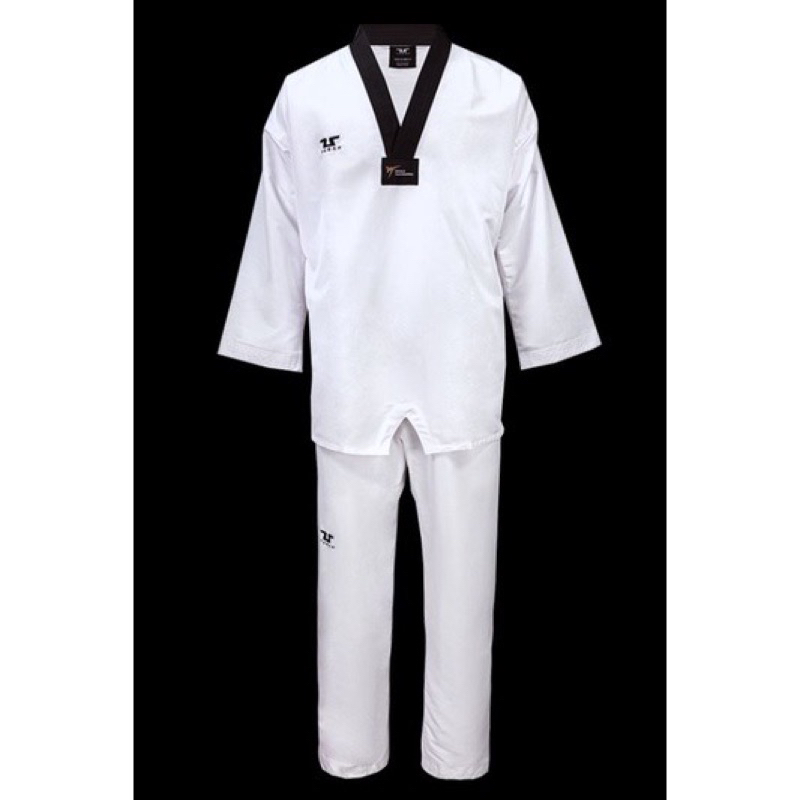 Tusah EZ Fit Lite Uniform Dobok Taekwondo black V neck WT approved