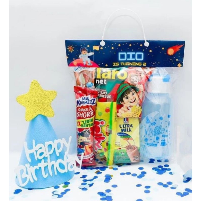 

Paket Snack Ulang Tahun Anak Botol Minum FREE COSTUM LABEL