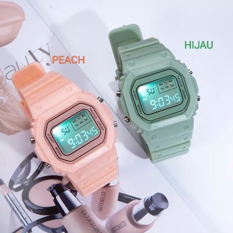 JAM TANGAN ANTI AIR WANITA FASHION KOREA STYLE DIGITAL SPORT LNR-1175