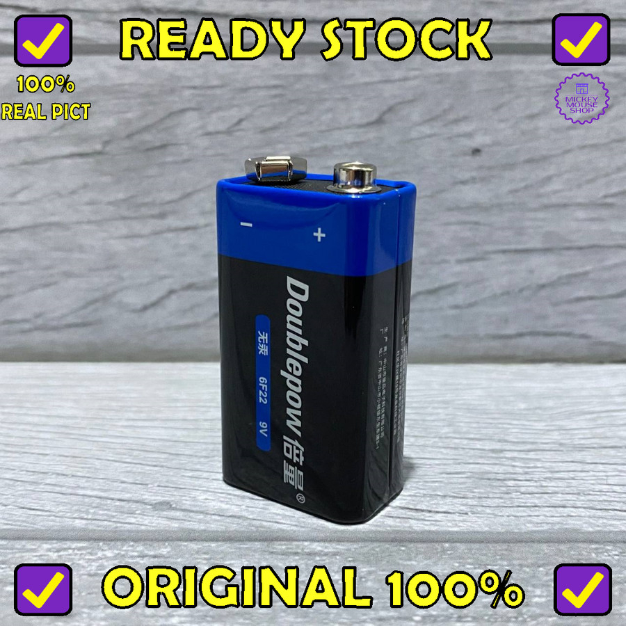 Baterai Kotak Doublepow 9V 6F22 Efek Gitar Elektrik Akustik Stompbox