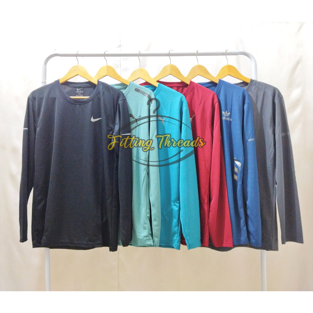 (Logo Acak) Kaos Training Lengan Panjang Pria / Baju Trening Olahraga Cowok