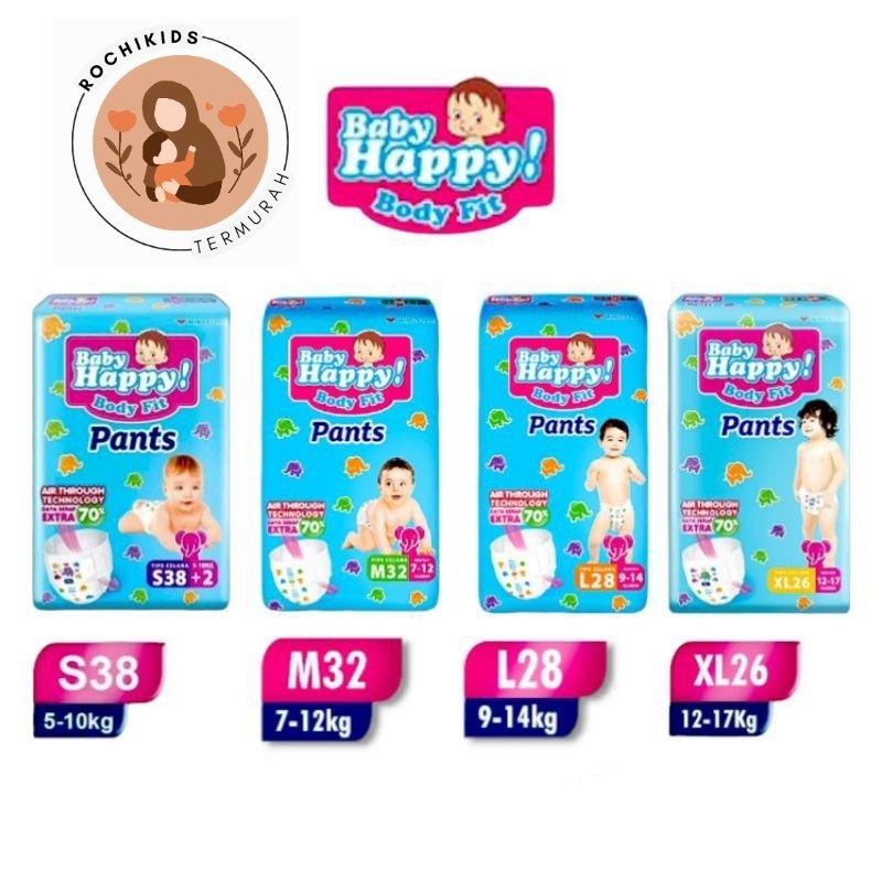 ☘️ROCHI KIDS☘️Baby Happy Diapers Pants L28 Baby Happy Pinkpong L30+2 Pampers Viral Termurah