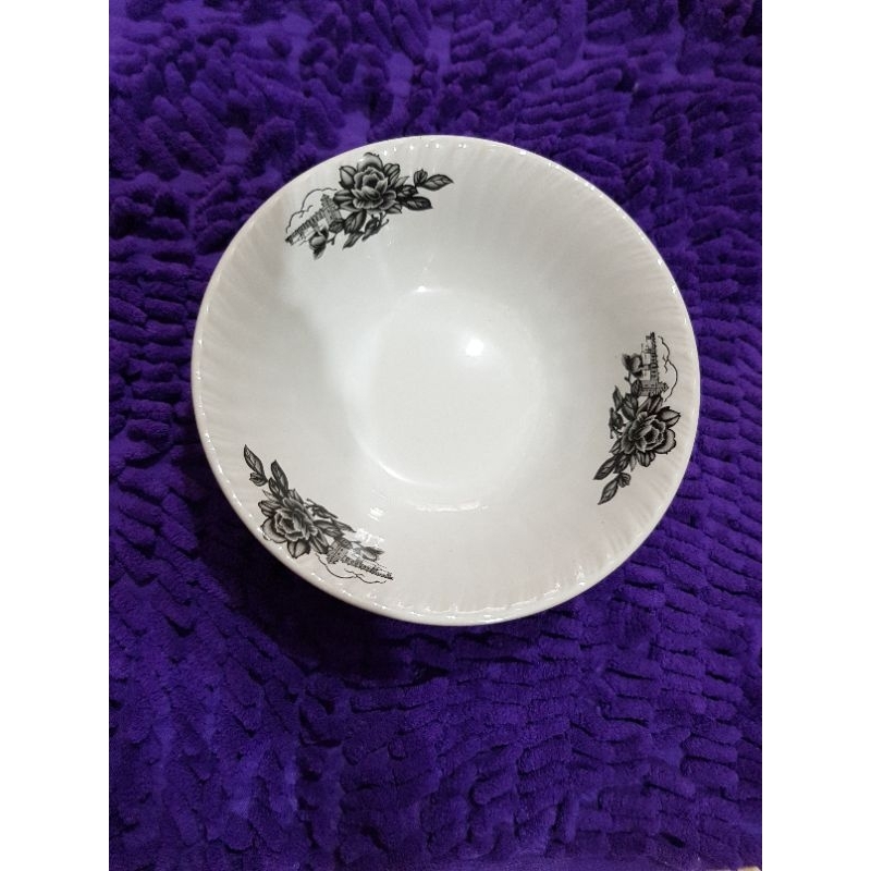 Mangkok Keramik 6 inch/Mangkok kembang Hitam