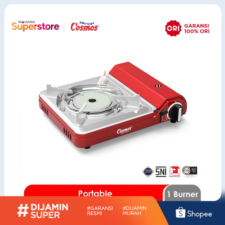 Kompor Gas Portable Cosmos CGC123PNRED 2 in 1 Ceramic Burner Red