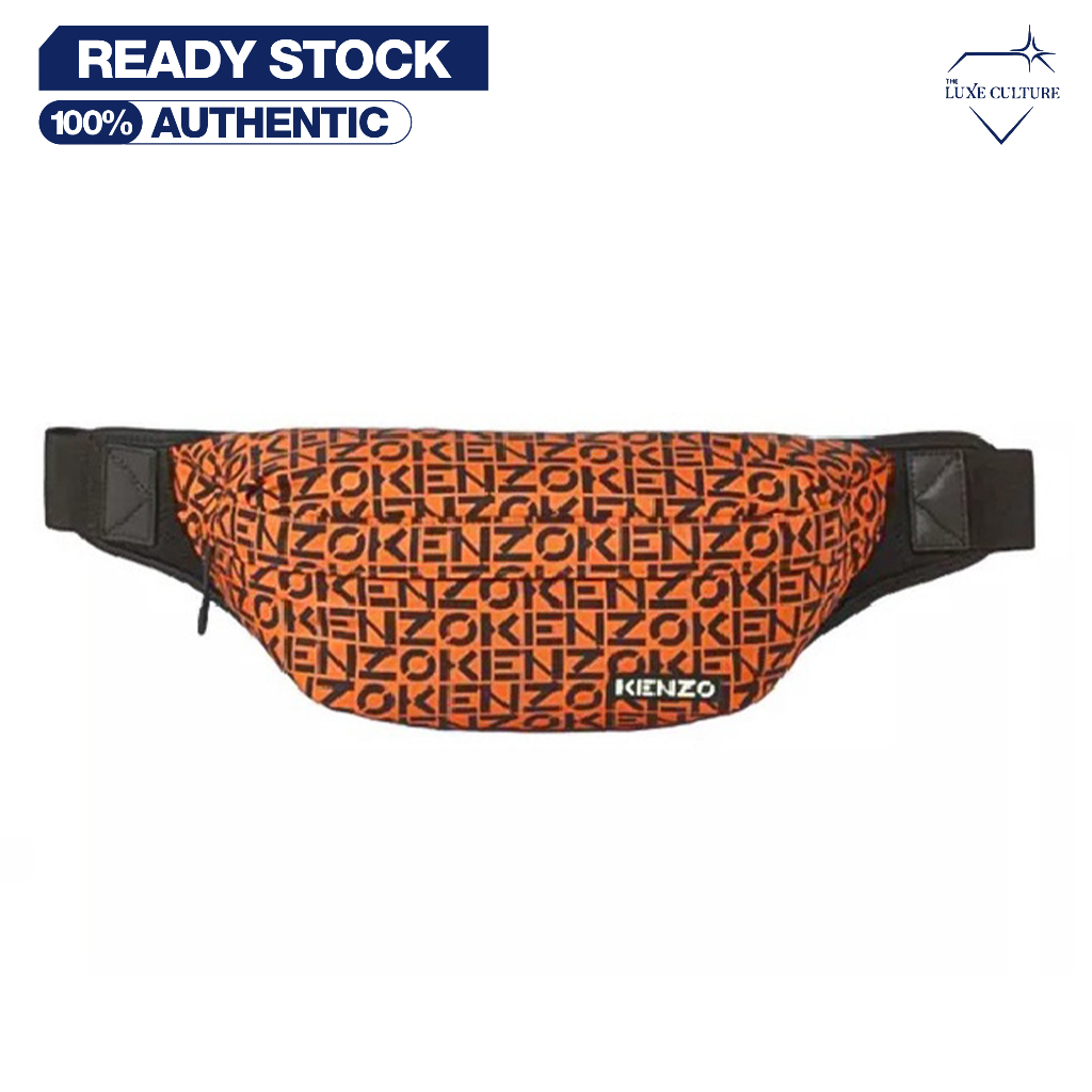 Kenzo All Over Monogram Orange Waistbag / Tas Pinggang Pria Branded Original