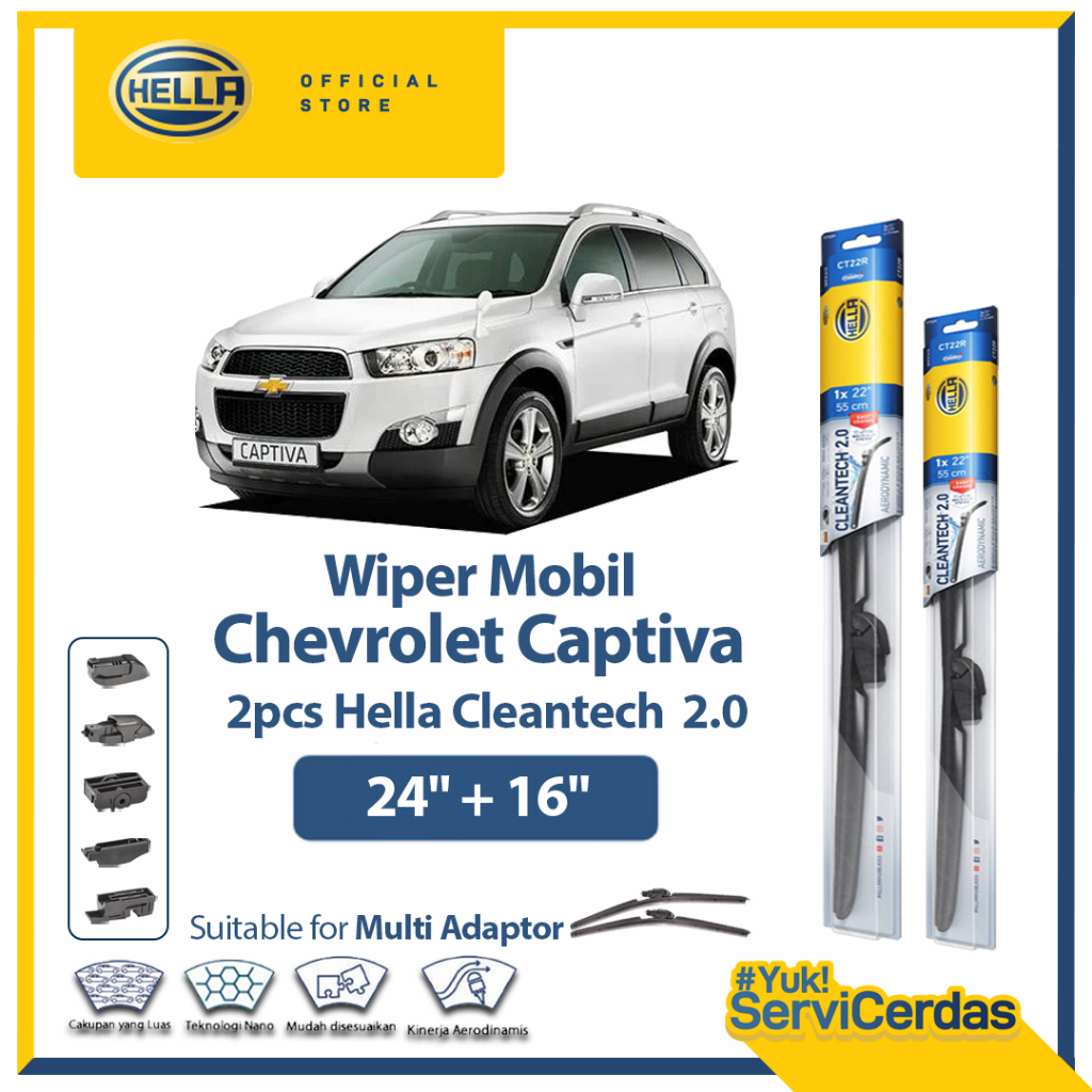 Wiper Mobil CHEVROLET Captiva (24”+16”) - HELLA Cleantech 2.0