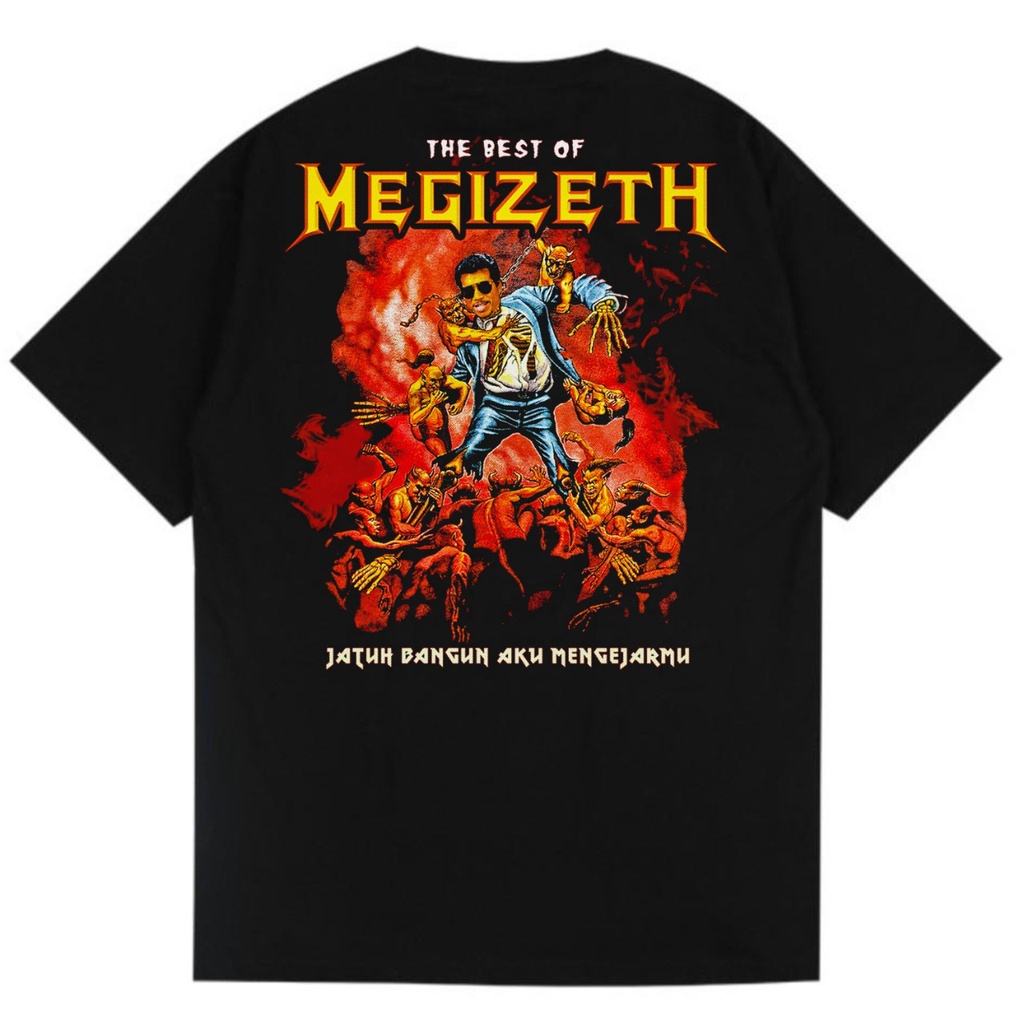 Rollingstout Tshirt - Megizeth Series | Parodi Band Megadeth | Kaos Band Rock | BAJU MUSIK METAL