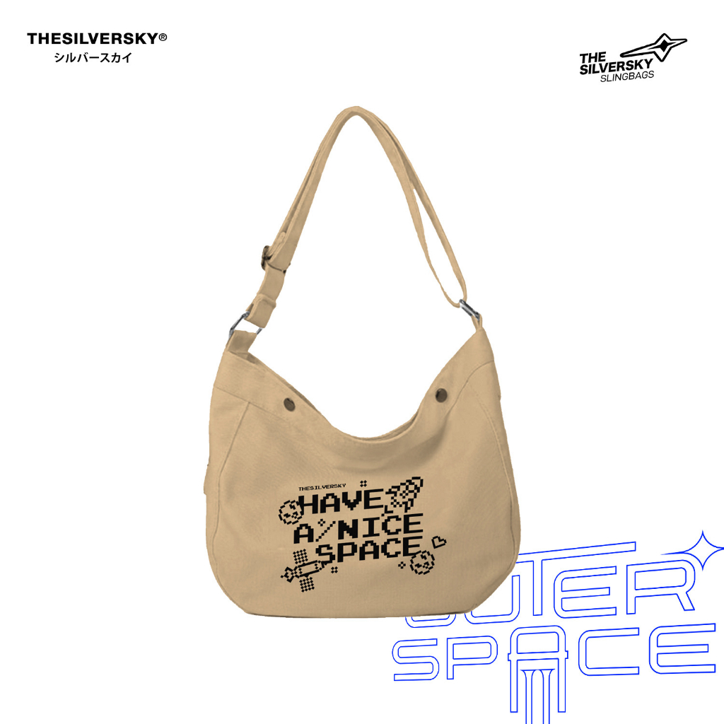 Thesilversky Nice Space Canvas Sling Bag Premium | Tas Selempang Kanvas Korea