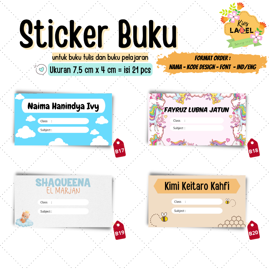 

[21 PCS] Stiker Label Nama Buku Pelajaran Warna Mengkilat Glossy Bisa Ditulis, Stiker Mata Pelajaran