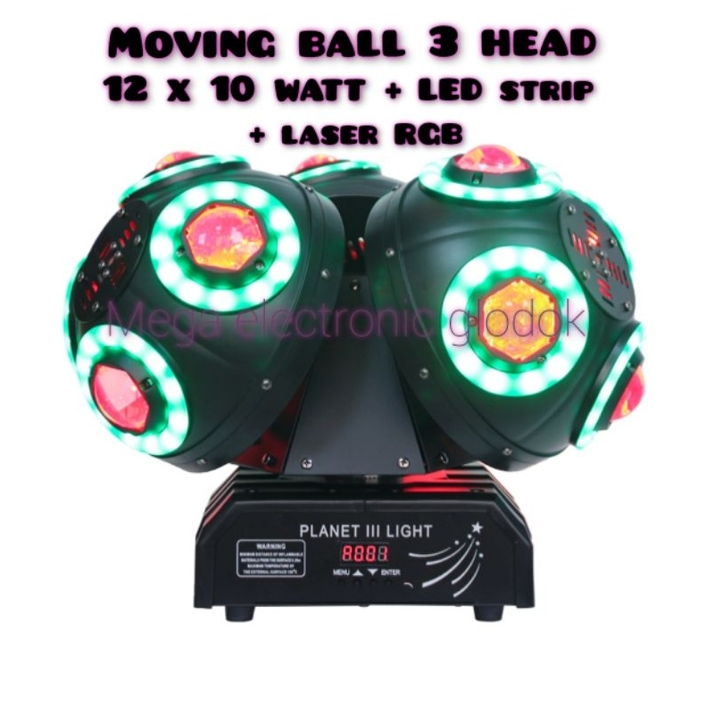 moving ball 3 head + LED strip + laser RGB