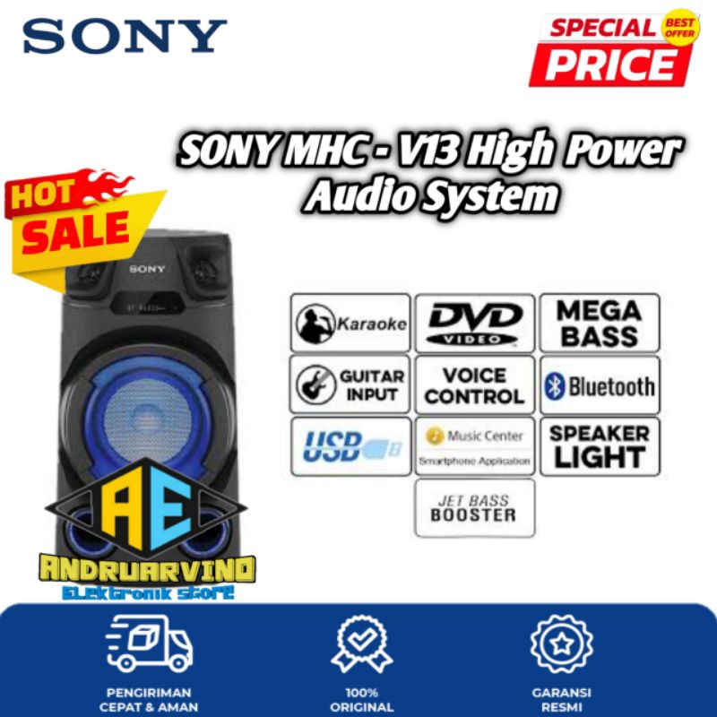 SONY MHC-V13 HIGH POWER AUDIO SYSTEM WITH BLUETOOTH GARANSI RESMI SONY