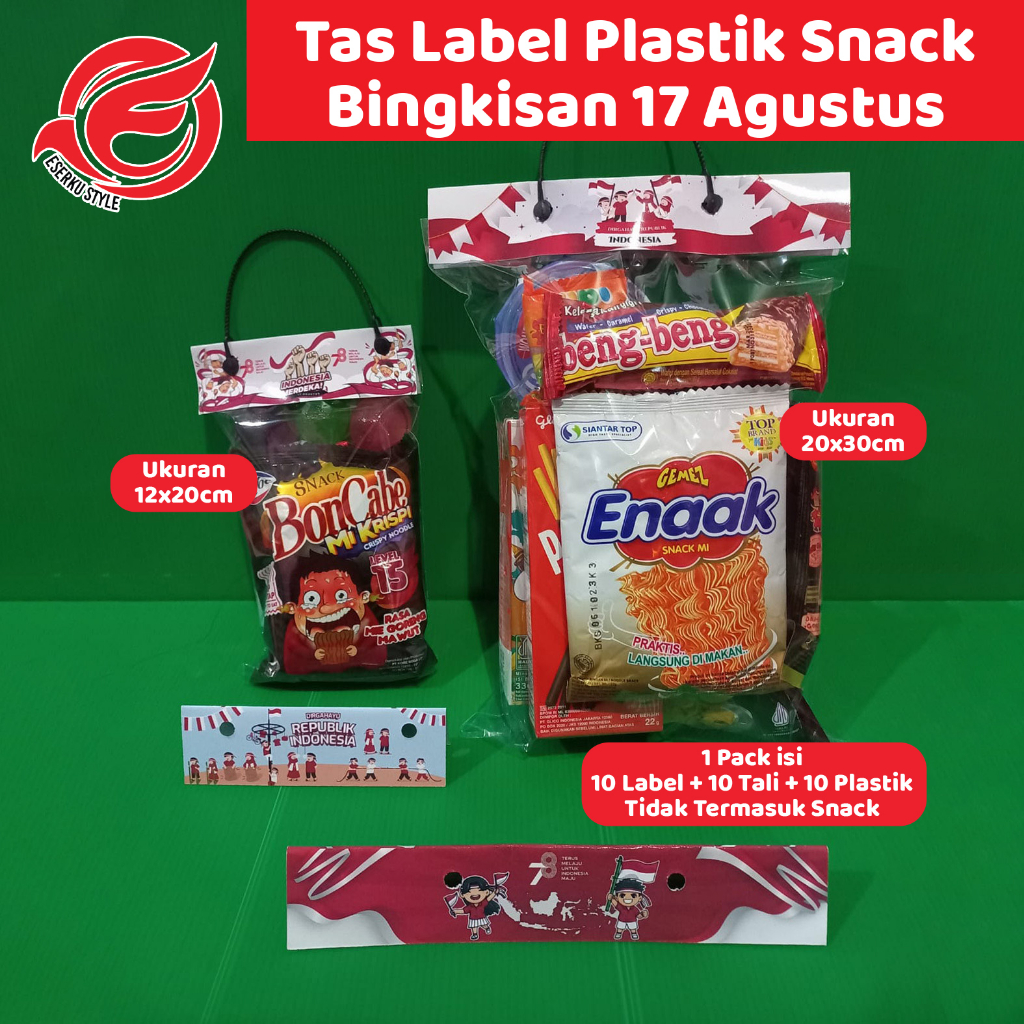 

(Per pack isi 10) Tas Label Plastik Snack Bingkisan 17 Agustus Tema HUT RI Hari kemerdekaan