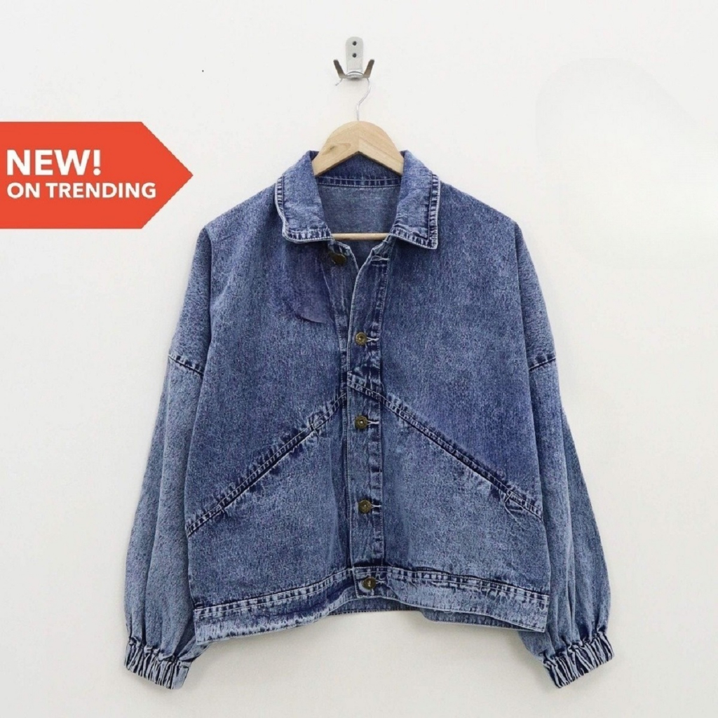 Lala Jeans Jaket Jumbo S M L XL XXL 3XL Outer Wanita Muslimah Kekinian Crop Jeans Denim Korean Style