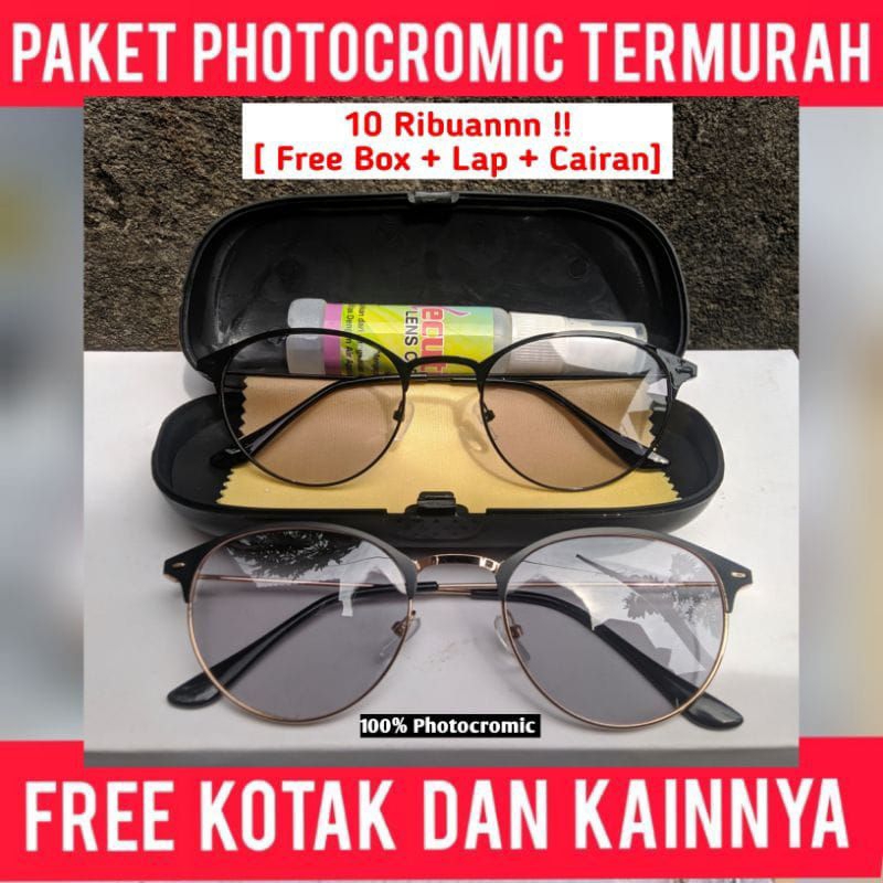 0[COD] FREE BOX +LAP KACAMATA PHOTOCROMIC WANITA PHOTOCHROMIC PRIA 2 IN 1 ANTI RADIASI BLURAY 1920 F