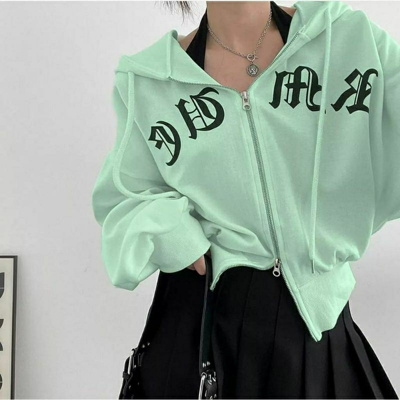 sweater zipper crop / sweater crop wanita / SWEATER GOOD RULE DOUBLE ZIPPER CROP