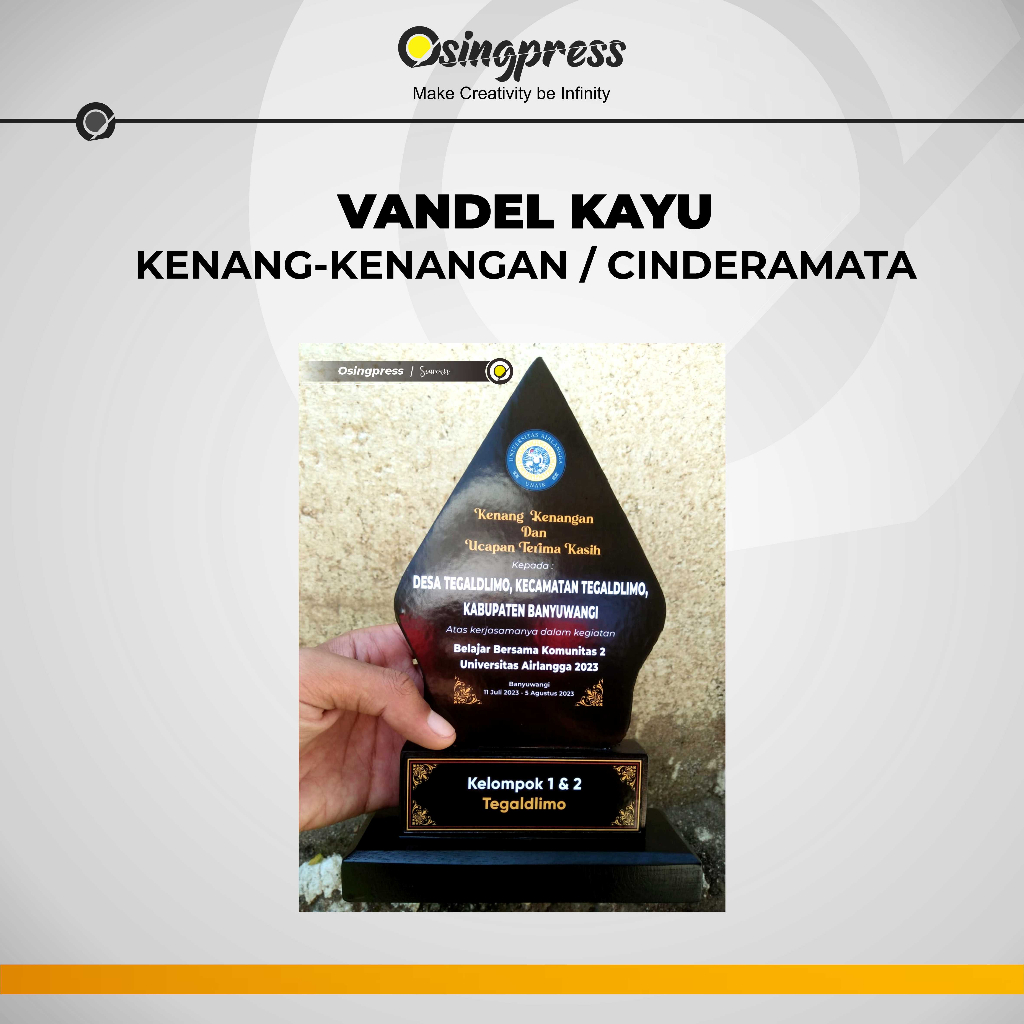 Plakat Kayu / Vandel Kayu / Kenang Kenangan dan Cinderamata