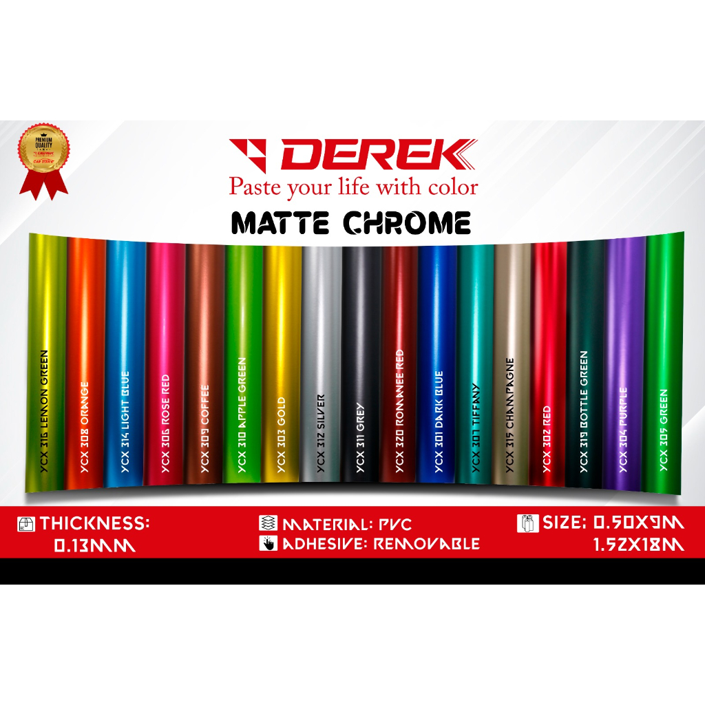 STICKER SKOTLET VINYL DEREK 50CM SERI MATTE CHROME SATIN