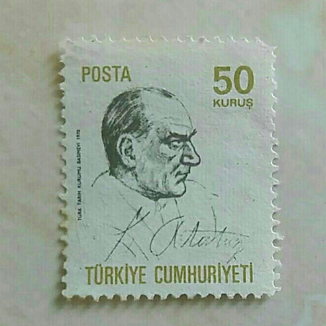 

(AA) Perangko Turki Definitive, 1970, Ataturk - White Background 50 kuruş Used