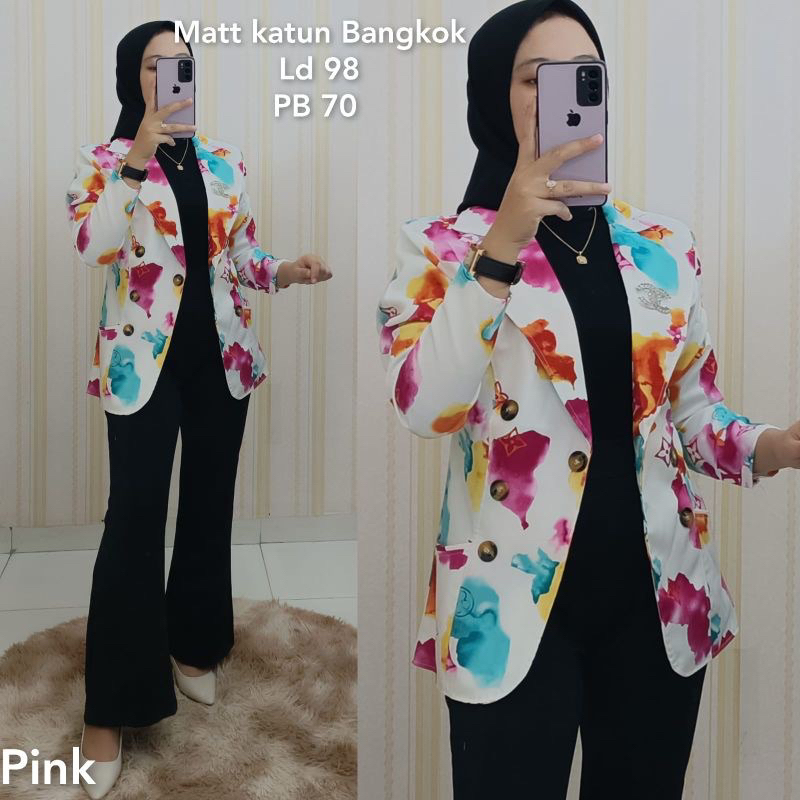 Rania blazer Rainbow Linen Wanita Lengan Panjang/Blazer Kantor Wanita Colour