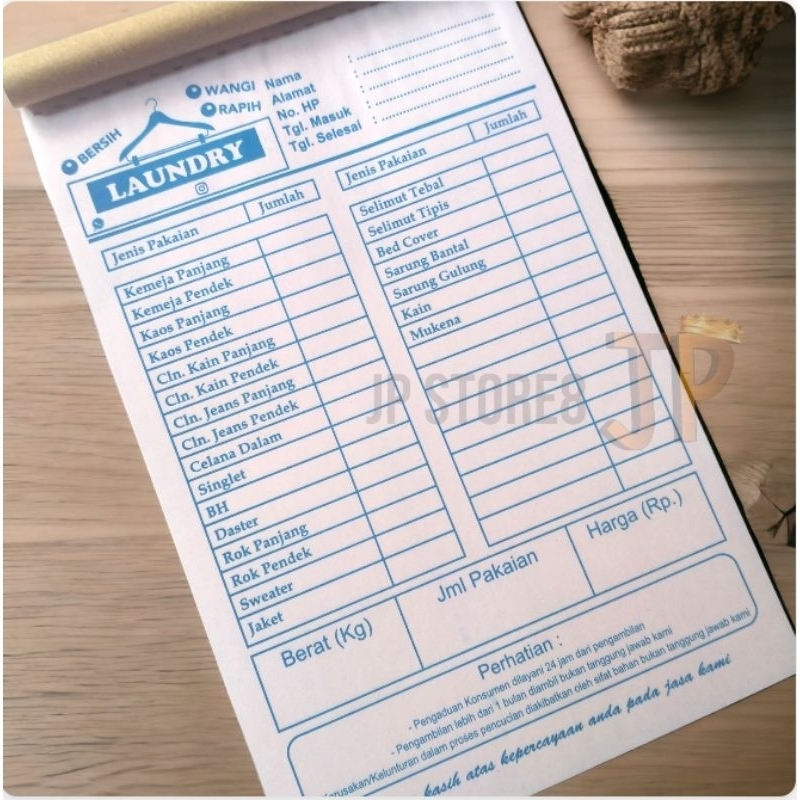 

NOTA LOUNDRY 2 PLY 1/4 FOLIO | I | SIAP KIRIM