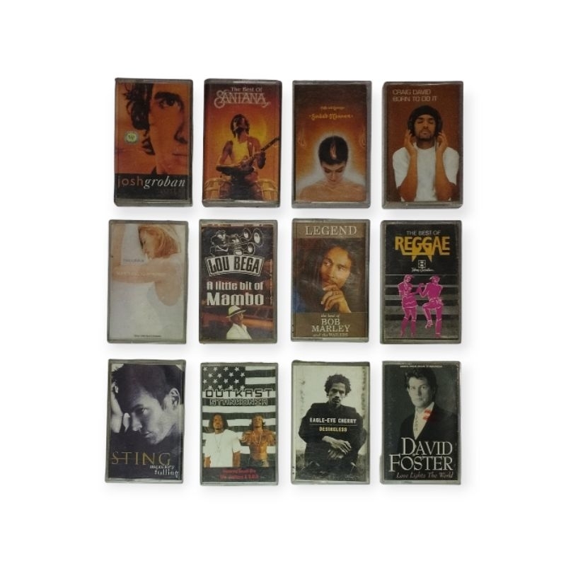 Kaset pita penyanyi luar negeri josh groban, santana, sinead o'connor, craig david, madonna, lou beg