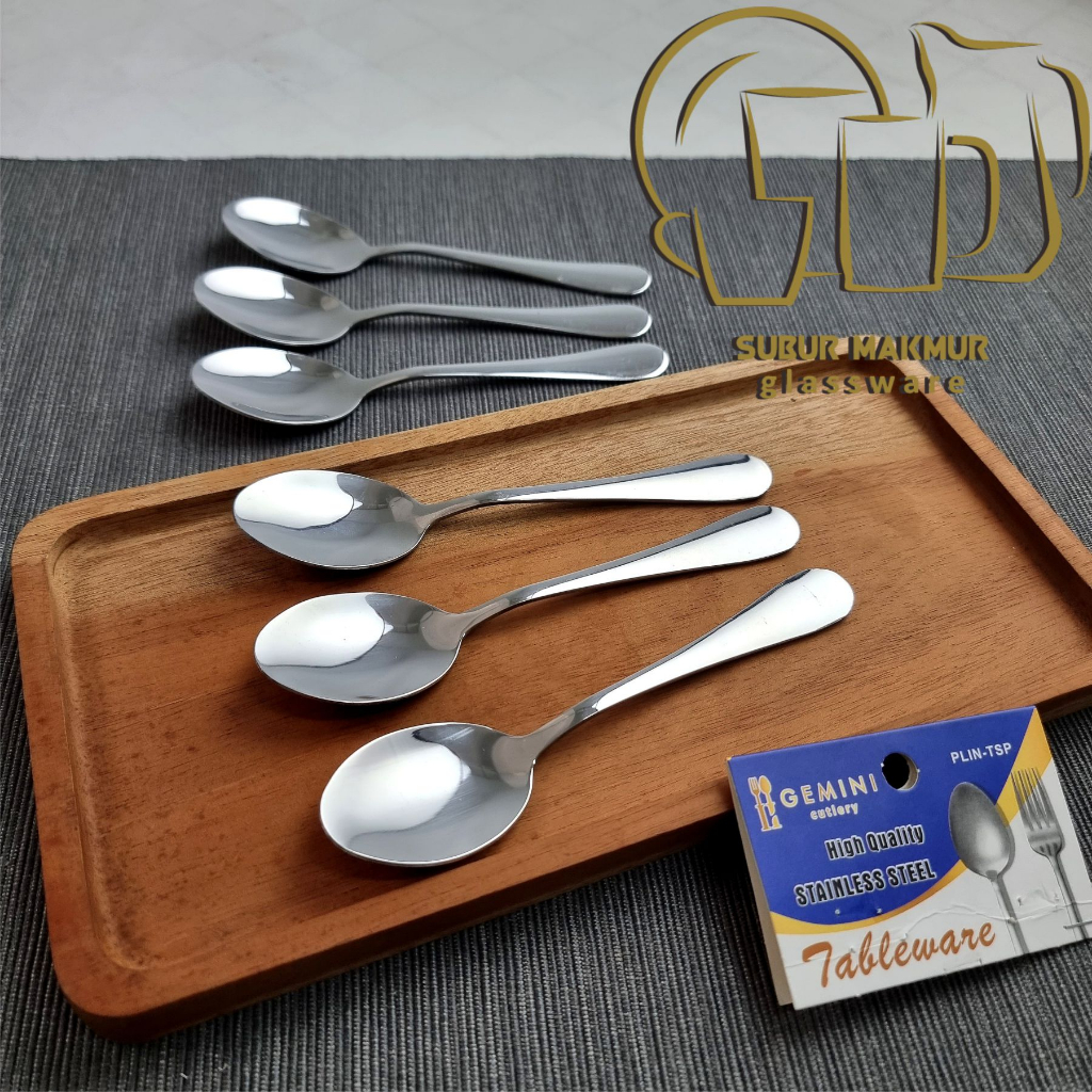 [6 pcs] Sendok Teh Tebal GEMINI Hotel Stainless Steel Tea Spoon (PLIN-TSP)