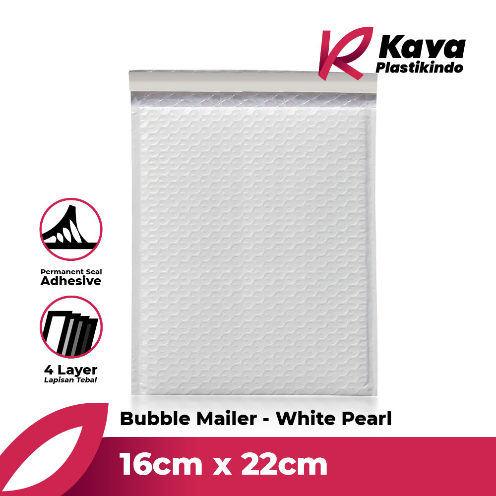 

Kantong Plastik Bubble Mailer Amplop Bubble - White Pearl 16cm x 22cm