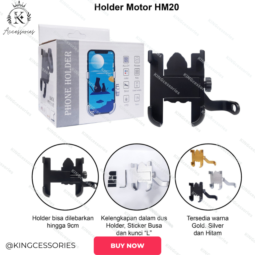 HOLDER HP MOTOR HOLDER HP SPION MOTOR BAHAN ALUMINIUM PHONE HOLDER HM20