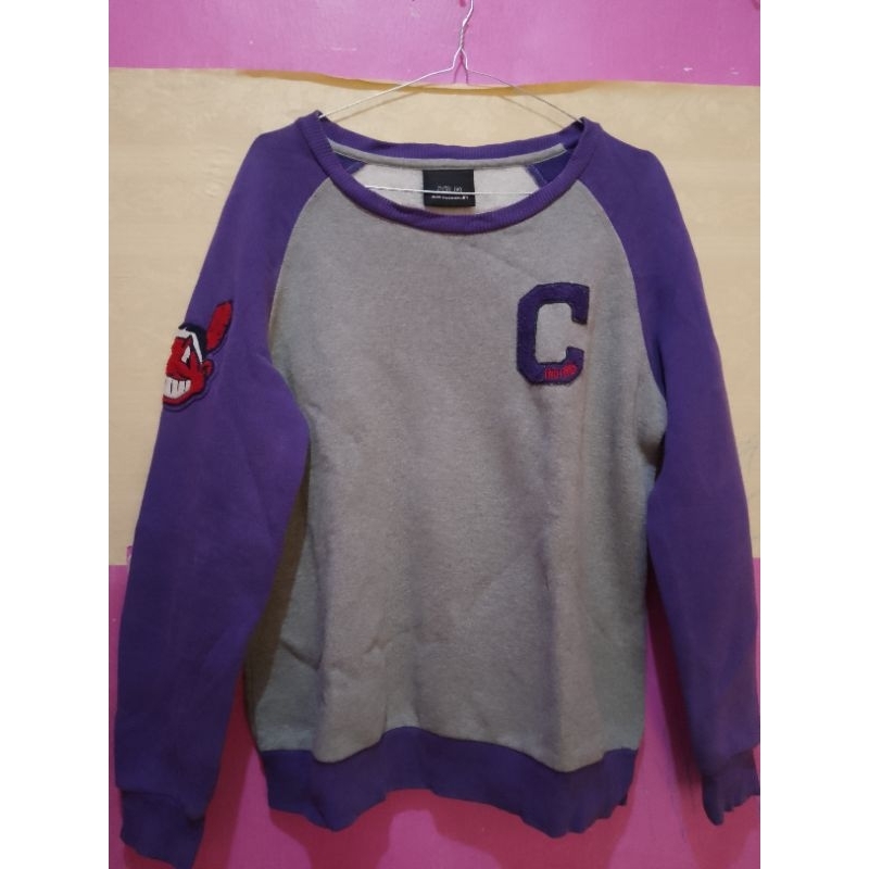 Crewneck MLB Indians Grey Purple