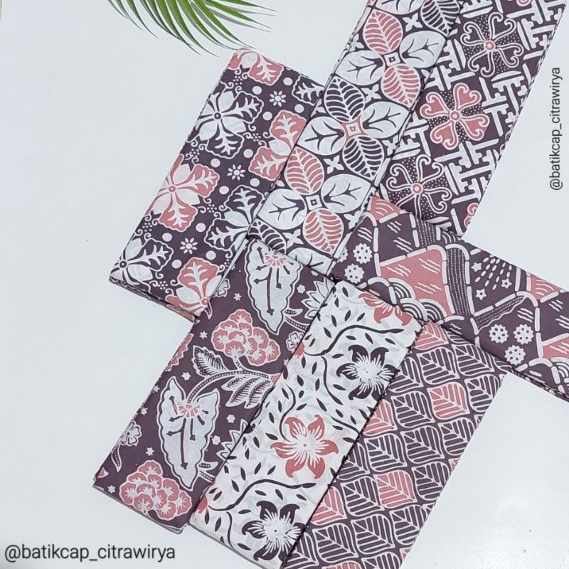 Kain batik cap garutan dua warna mauve dan pink.