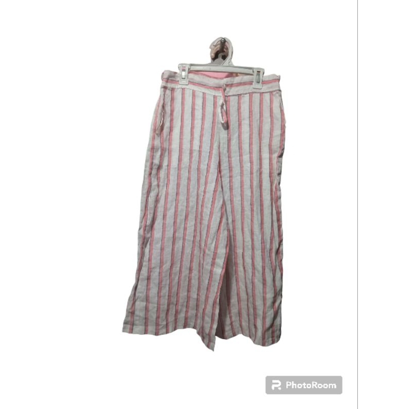 Pants trousers syriped whbm celana 7/8 capri garis branded wanita