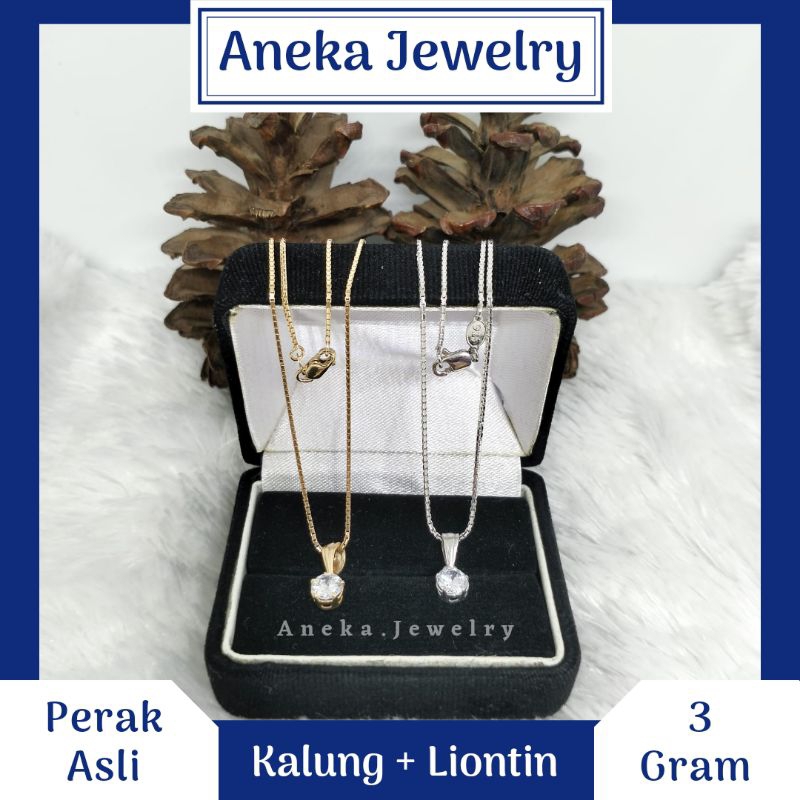 Kalung Itali Santa + Liontin Desi, Perak Asli 925