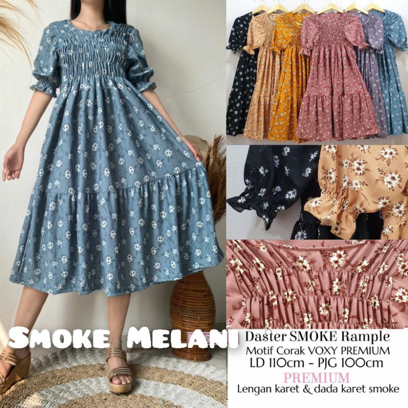 Dress Voxy Smoke Rempel Jumbo Lengan Karet