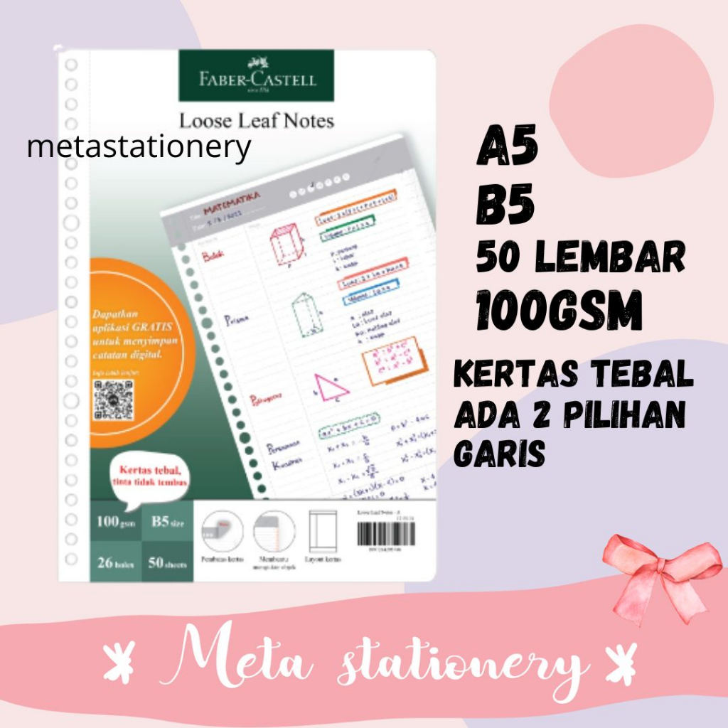 

Isi Kertas File / Kertas Binder / Loose Leaf 50 Lembar Faber Castell