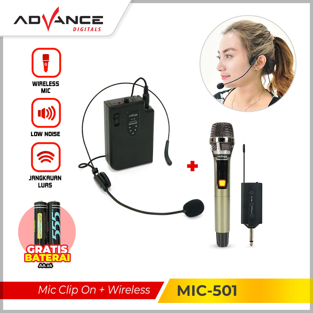 MIKROFON CLIP ON BANDO ADVANCE MIC 501 / MIC ADVANCE MIC 501 / MIC WIRELESS ADVANCE DILENGKAPI CLIP 