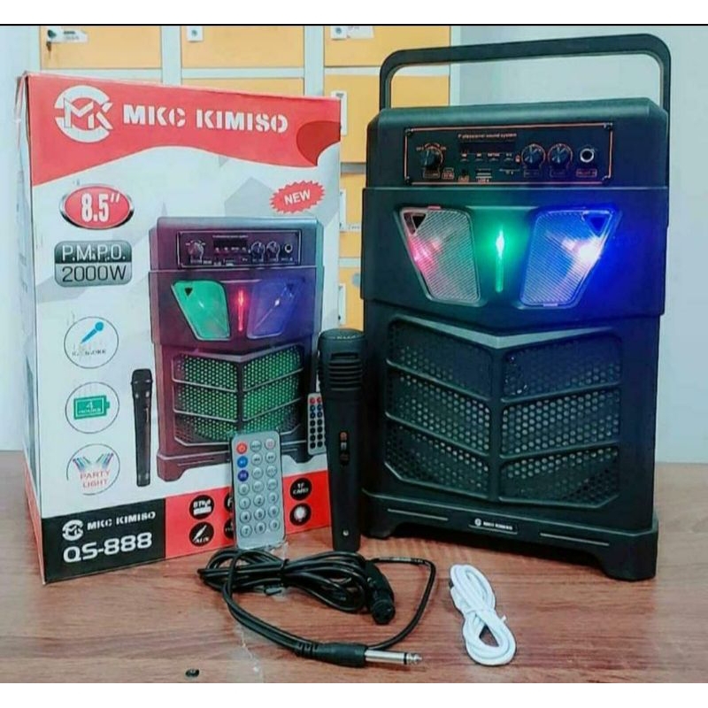 Speaker Bluetooth Kimiso QS 888 Speaker Karaoke wireless free Mic karaoke 8,5inch