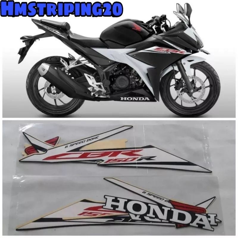 STRIPING STIKER LIS BODY HONDA CBR 150R FACELIFT CBR 150 R 2017 HITAM PUTIH