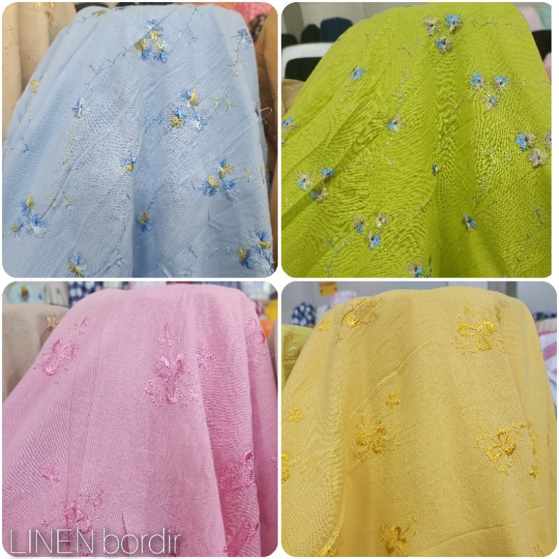 KAIN KATUN LINEN BORDIR / KAIN LINEN BORDIR PREMIUM ( HARGA UNTUK 0,5 METER )
