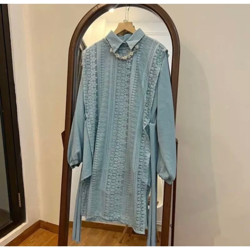 Seyha - Baju Kondangan Tunik Brukat Lenka Blouse Wanita Lengan Panjang | Blouse Hijab Friendly | Out