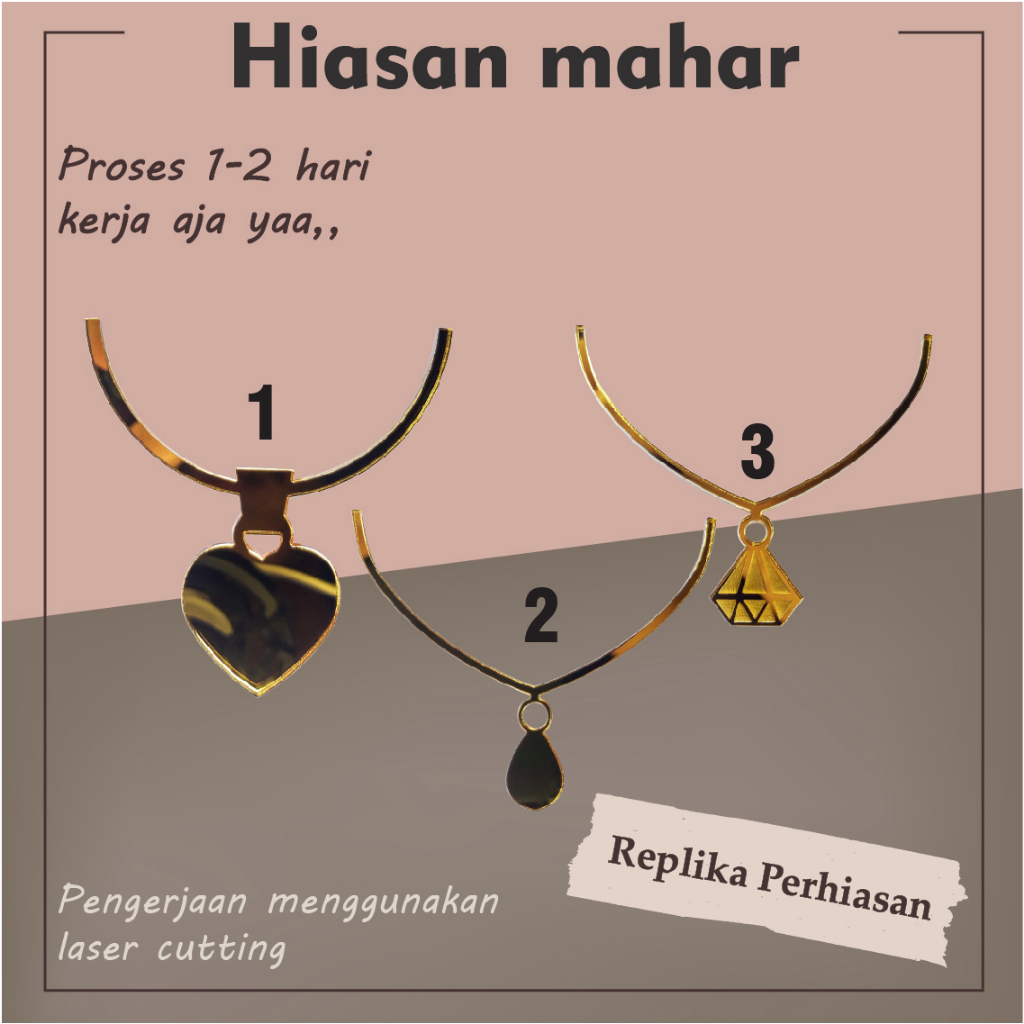 Replika Perhiasan Kalung Emas Gold | Hiasan Mahar Akrilik